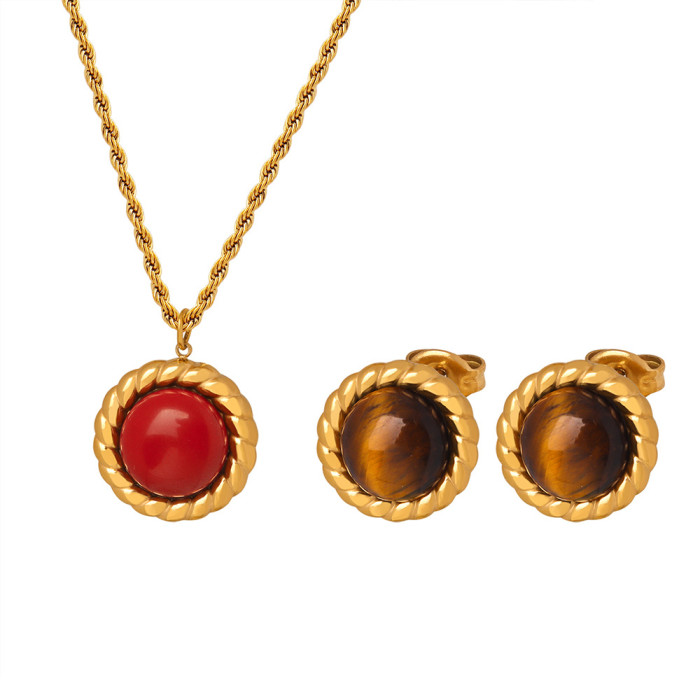 Wholesale Stainless Steel Tiger Eye Pendant Necklace