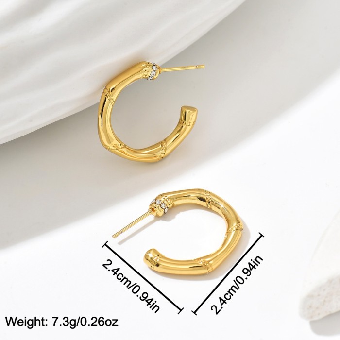 Wholesale Stainless Steel Bamboo Style Hoop Earrings