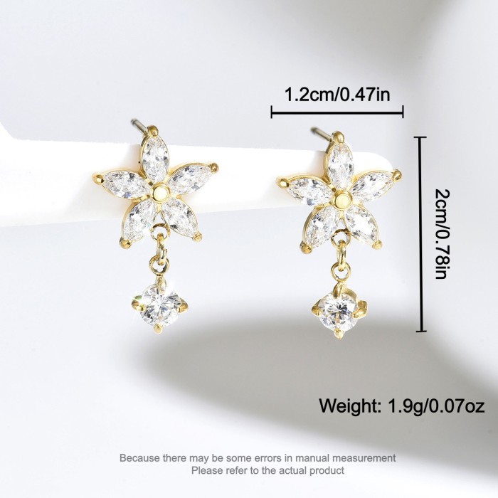 Wholesale Stainless Steel Crystal Flower Stud Earrings