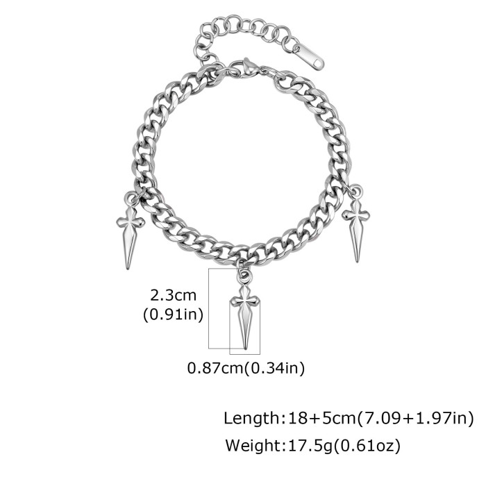 Wholesale Stainless Steel Cuban Link Charm Bracelet