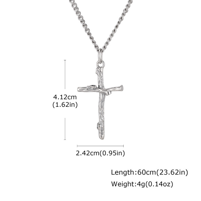Wholesale Retro Brass Branch Cross Necklace