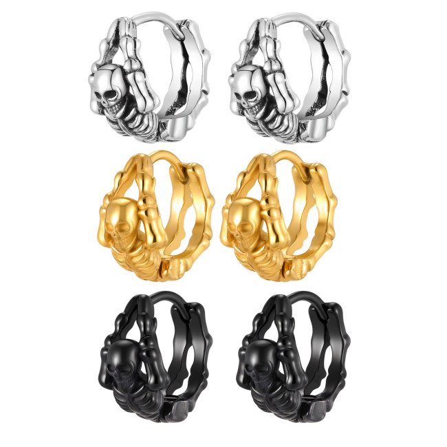 Wholesale Stainless Steel Skeleton Hoop Earrings
