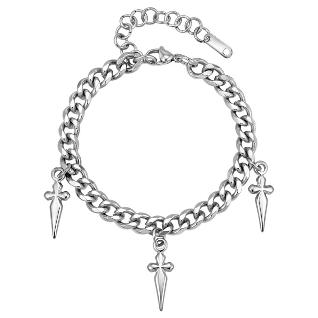 Wholesale Stainless Steel Cuban Link Charm Bracelet