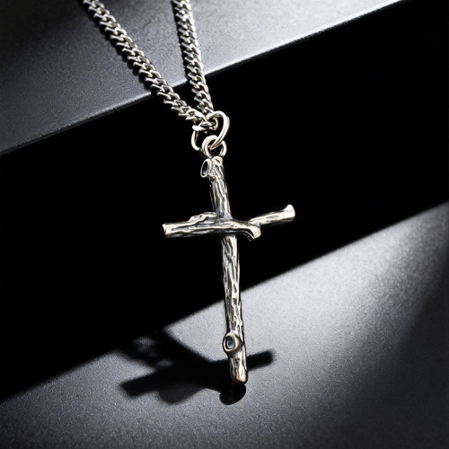 Wholesale Retro Brass Branch Cross Necklace