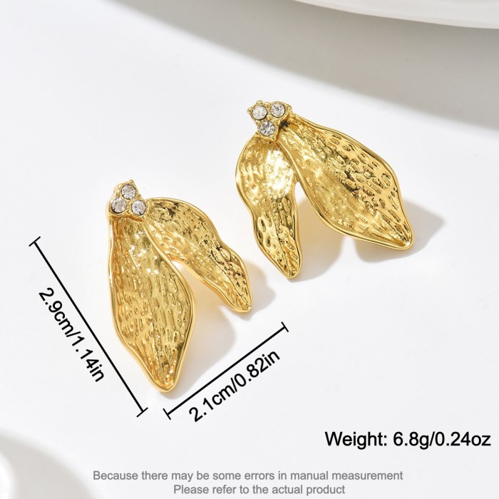 Wholesale Stainless Steel Textured Leaf Stud Earrings