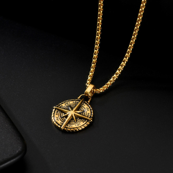 Wholesale Men's Stainless Steel Compass Pendant