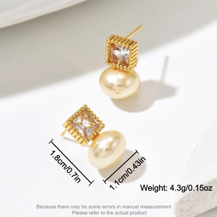 Wholesale Stainless Steel Square CZ Studs