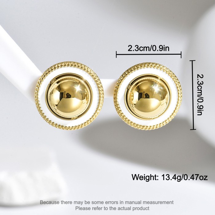 Retro French Style Stainless Steel Button Earrings Bulk