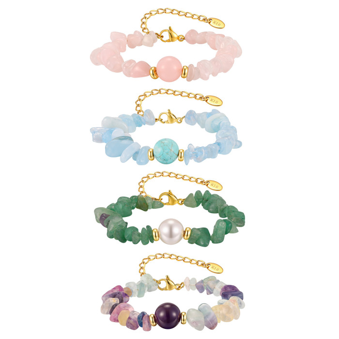 Wholesale Gold Plated Natural Crystal Chip Bracelet