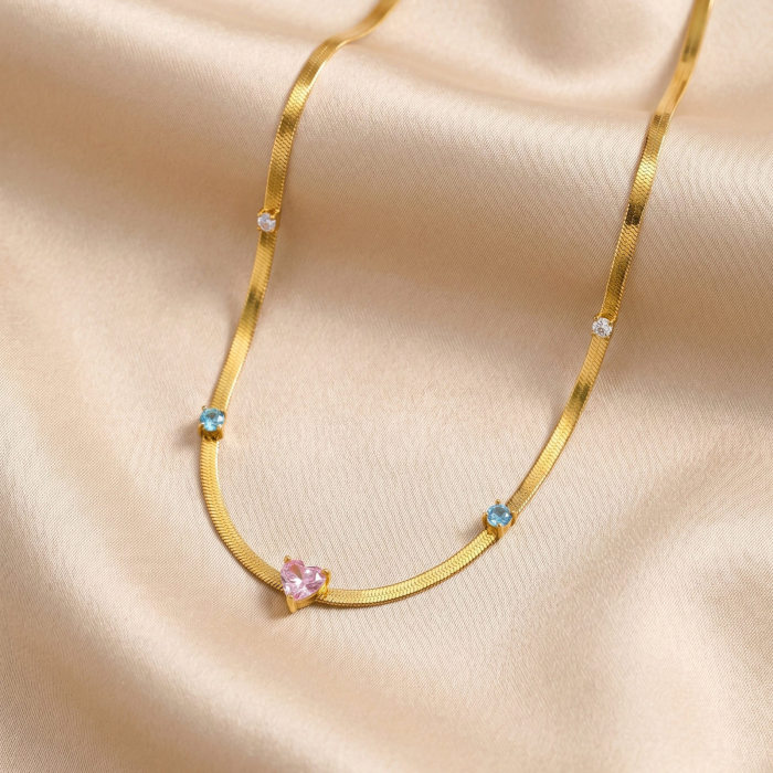 Wholesale Stainless Steel CZ Inlay Snake Necklace