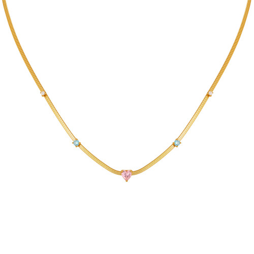 Wholesale Stainless Steel CZ Inlay Snake Necklace