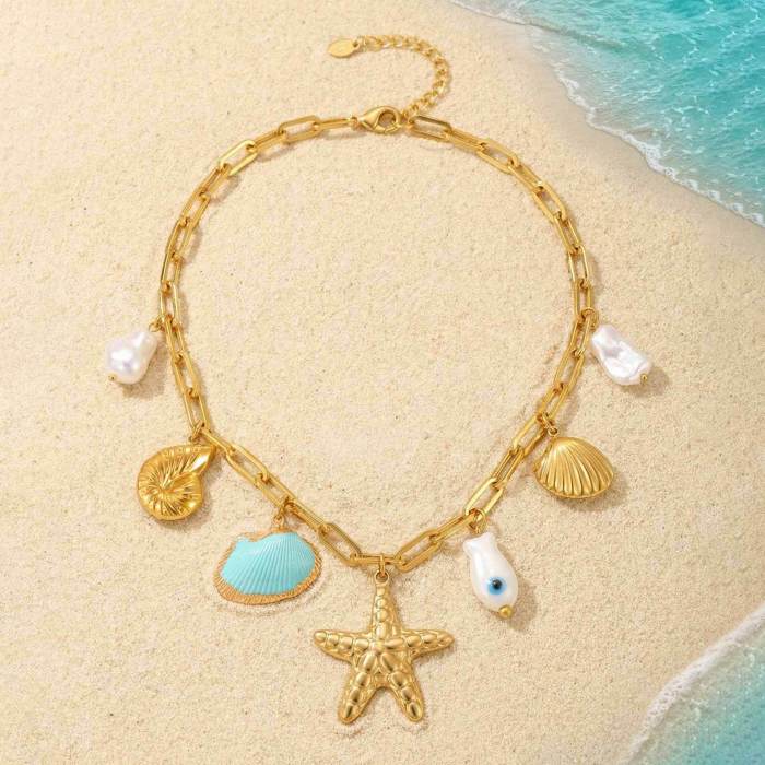 Wholesale Stainless Steel Marine Charm Necklace