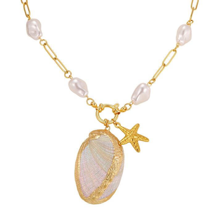 Wholesale Stainless Steel Baroque Pearl Paperclip Chain Necklace