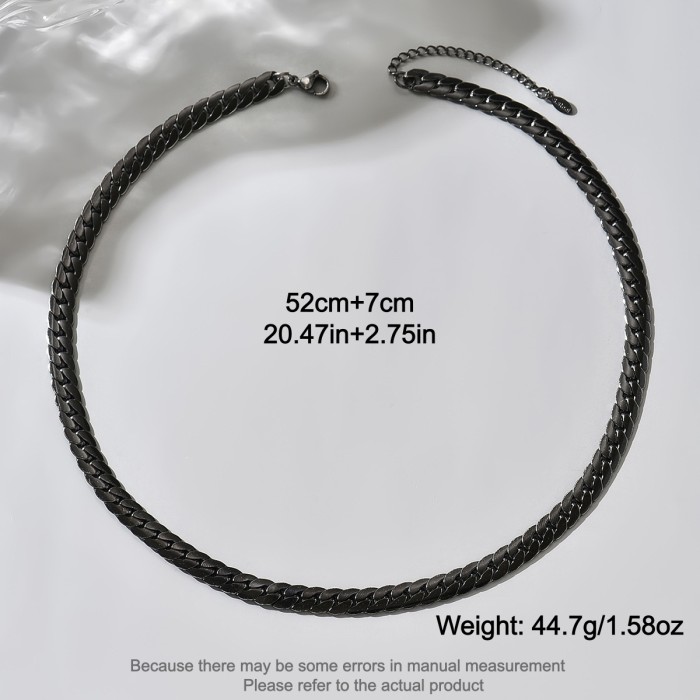Wholesale Men's Slim Black Stainless Steel Necklace