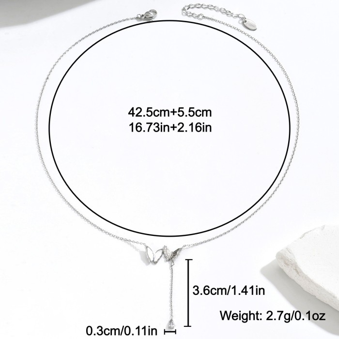 Wholesale Stainless Steel Mother of Pearl Butterfly Necklace