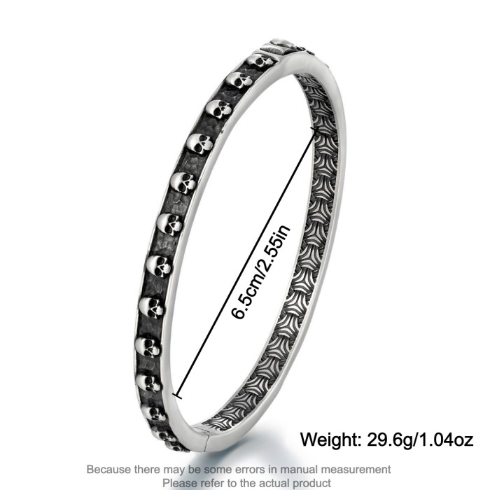 Wholesale Retro Stainless Steel Skull Bangle