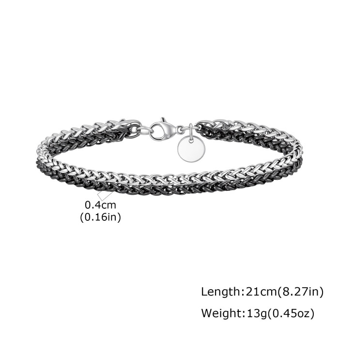 Wholesale Stainless Steel Two-Tone Wheat Chain Bracelet