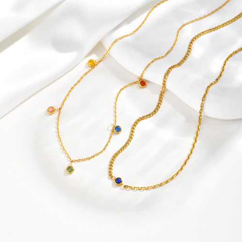Wholesale Stainless Steel Rainbow Gemstone Choker