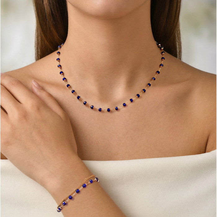 Wholesale Stainless Steel Crystal Bead Jewelry Set