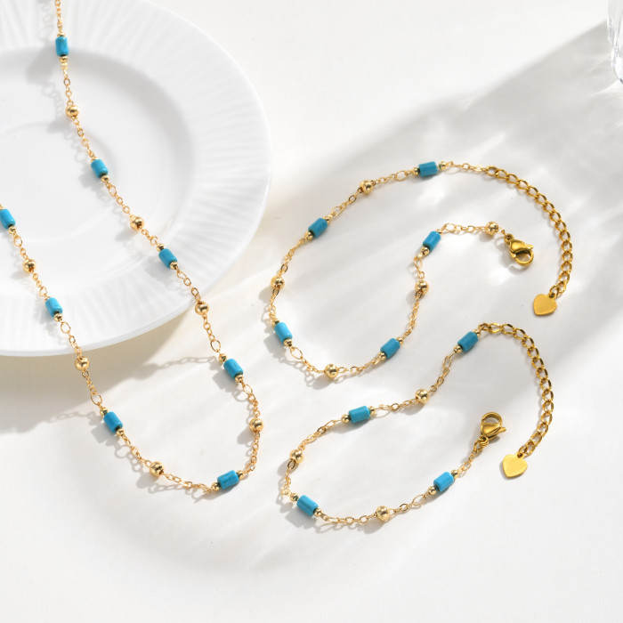 Wholesale Stainless Steel Tube Bead Jewelry Set