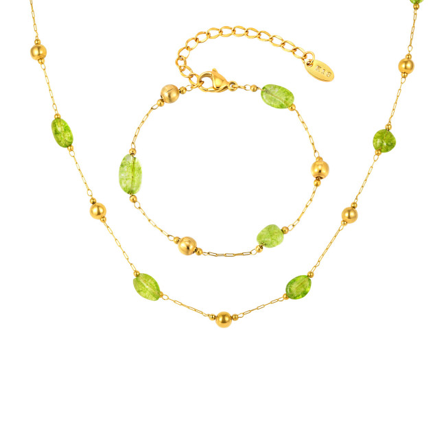 Wholesale Stainless Steel Peridot Gemstone Jewelry Set