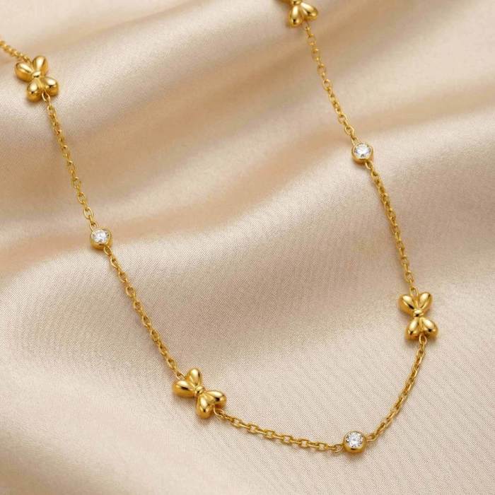 Wholesale Stainless Steel Bow Knot Necklace