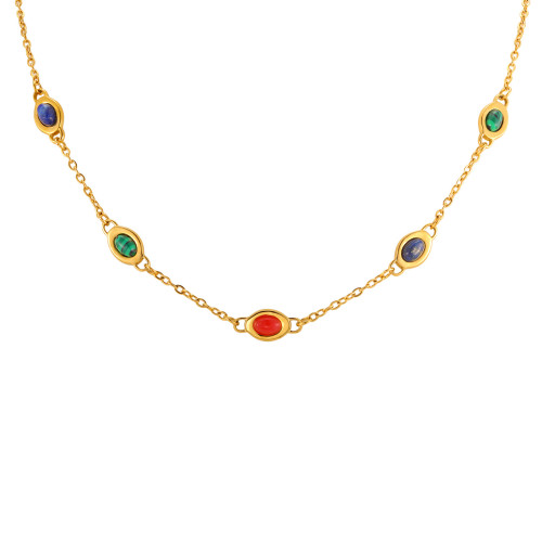 Wholesale Stainless Steel Multi-Gemstone Choker