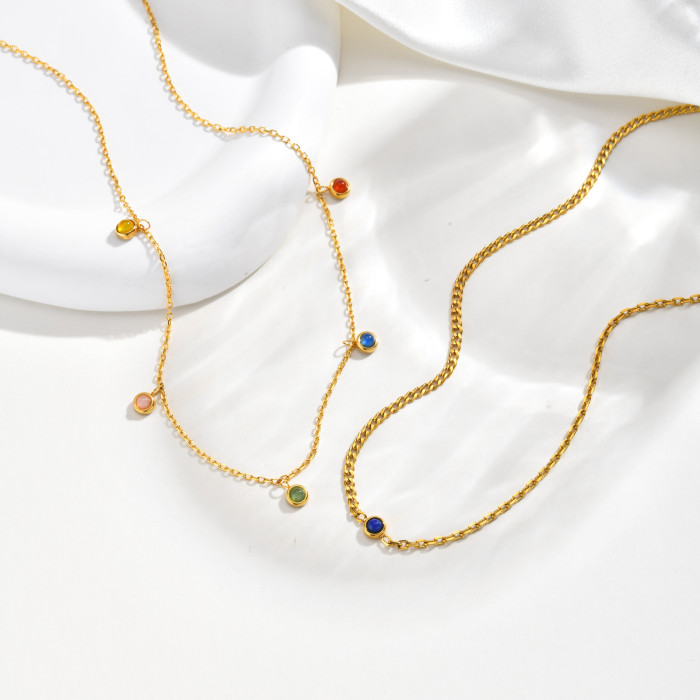 Wholesale Stainless Steel Rainbow Gemstone Choker