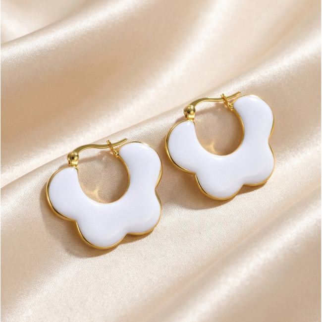 Wholesale Stainless Steel Flower Hoop Earrings