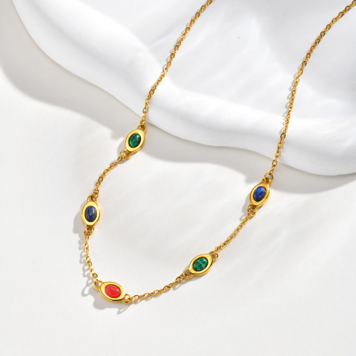 Wholesale Stainless Steel Multi-Gemstone Choker
