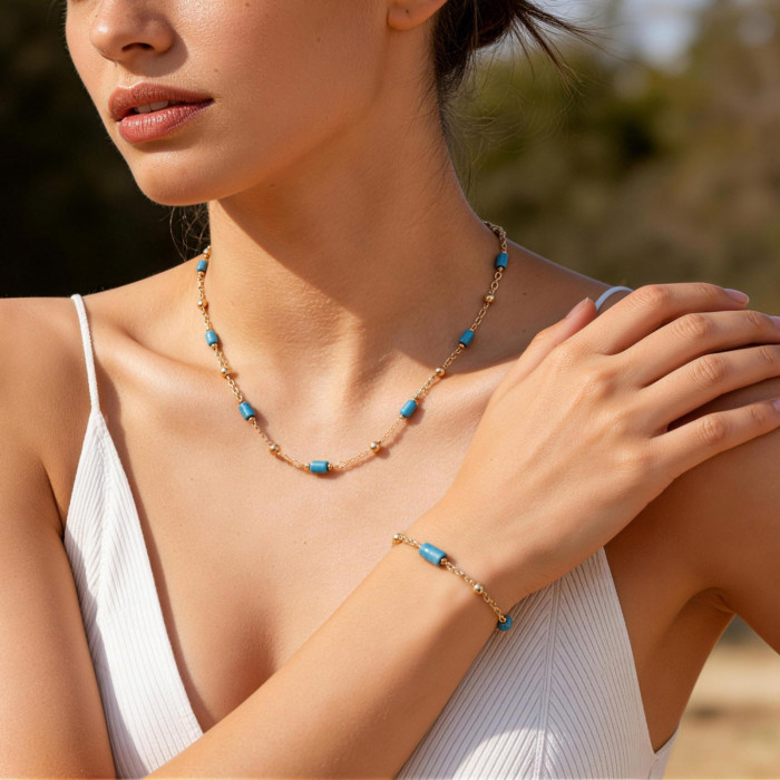 Wholesale Stainless Steel Tube Bead Jewelry Set