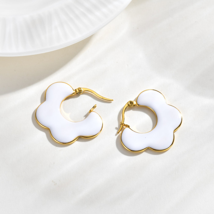 Wholesale Stainless Steel Flower Hoop Earrings