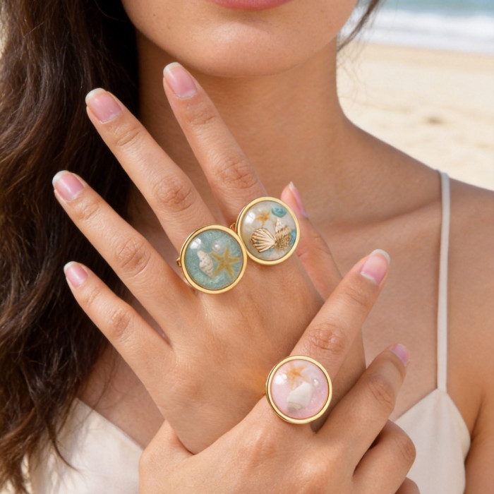 Wholesale Stainless Steel Coastal Girl Ring