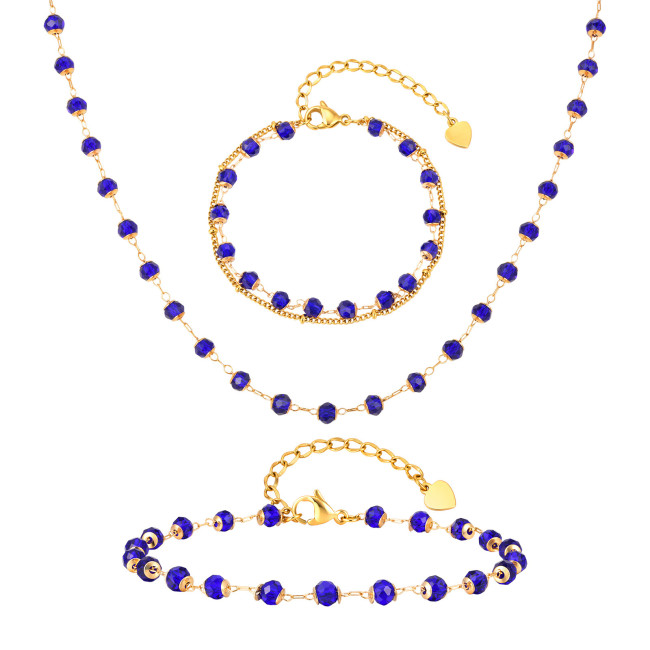 Wholesale Stainless Steel Crystal Bead Jewelry Set
