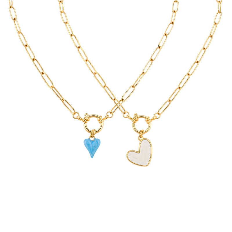 Wholesale Stainless Steel Heart Paperclip Necklace