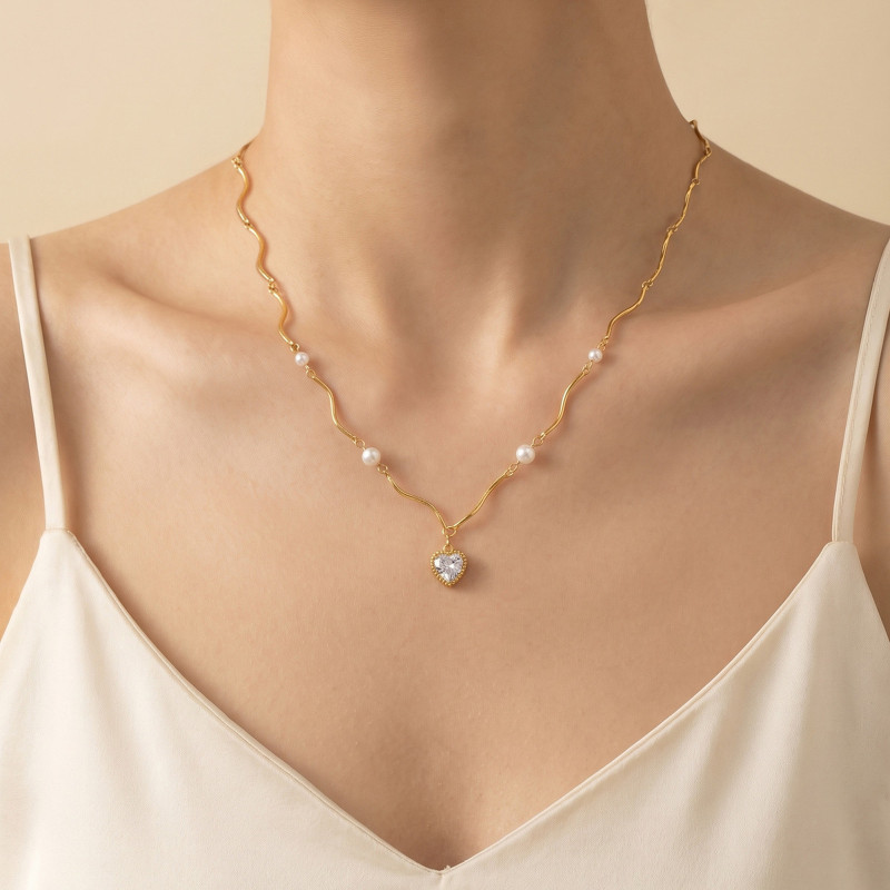 Wholesale Stainless Steel Organic Wave Necklace