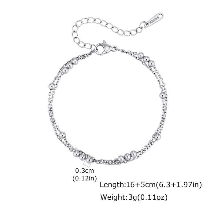 Wholesale Stainless Steel Minimalist Beaded Chain Bracelet