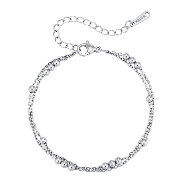 Wholesale Stainless Steel Minimalist Beaded Chain Bracelet