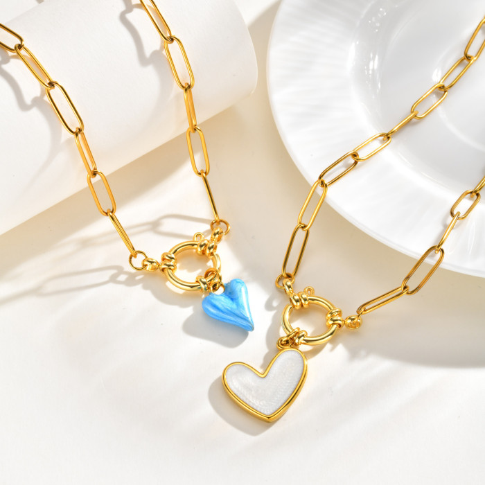 Wholesale Stainless Steel Heart Paperclip Necklace