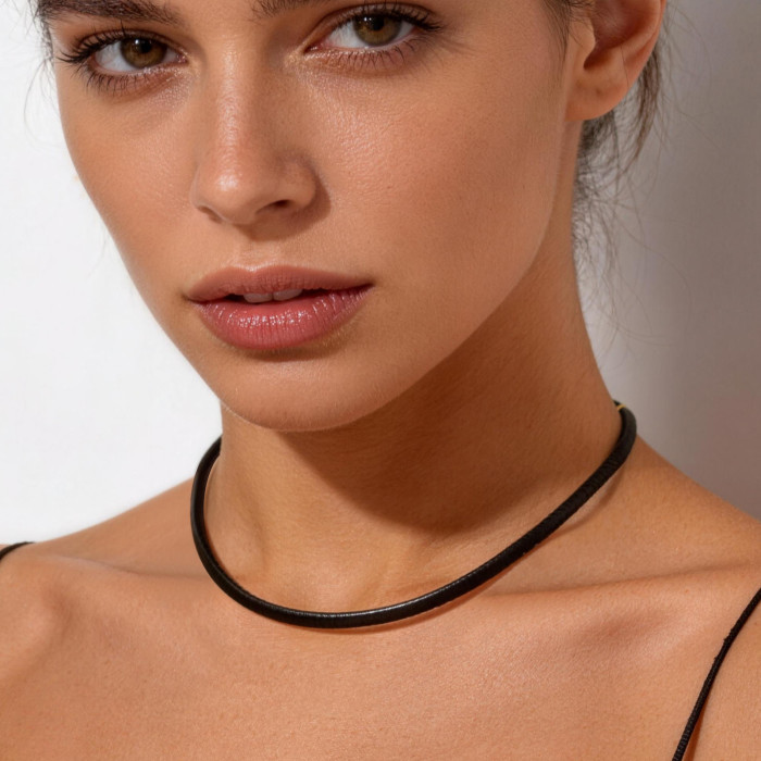 Stainless Steel Leather Necklace