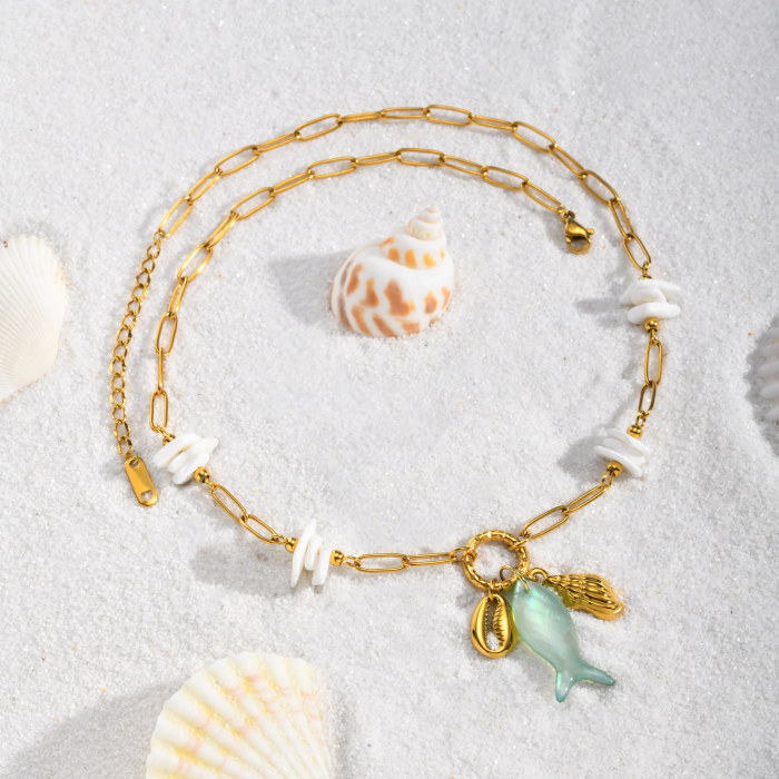 Wholesale Stainless Steel Marine Charm Necklace