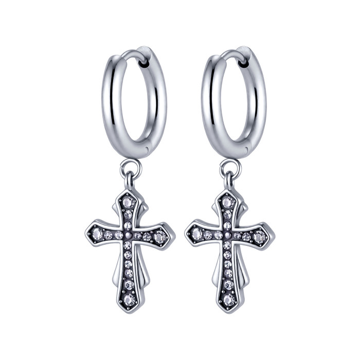 Wholesale Stainless Steel Gothic Cross Earrings