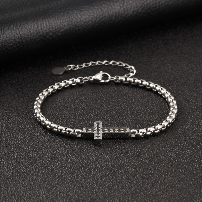 Wholesale Stainless Steel Cross Box Chain Bracelet