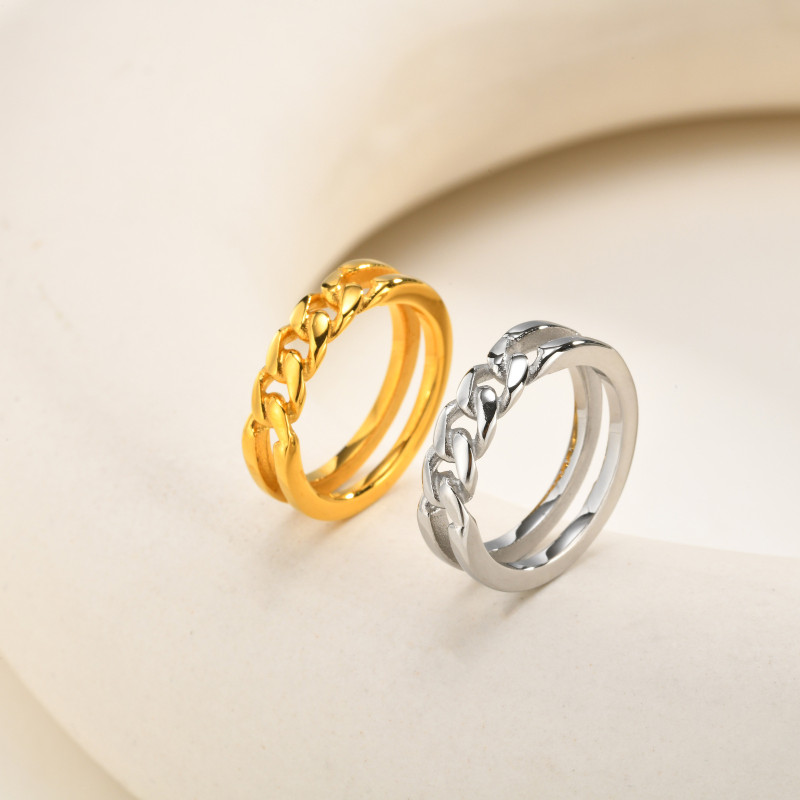 Wholesale Stainless Steel Minimalist Cuban Link Band Ring