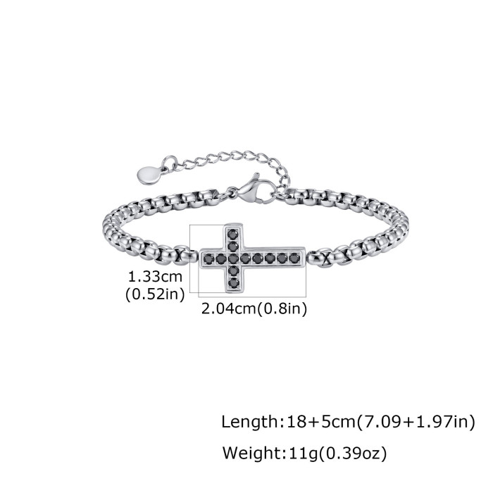 Wholesale Stainless Steel Cross Box Chain Bracelet