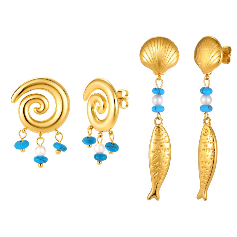 Wholesale Stainless Steel Marine Dangles Earrings
