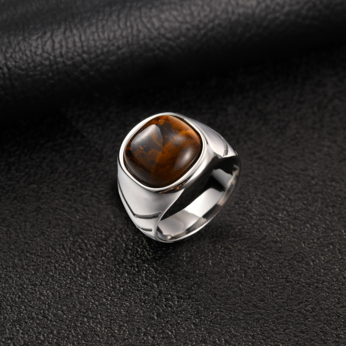 Wholesale Stainless Steel Tiger's Eye Signet Ring