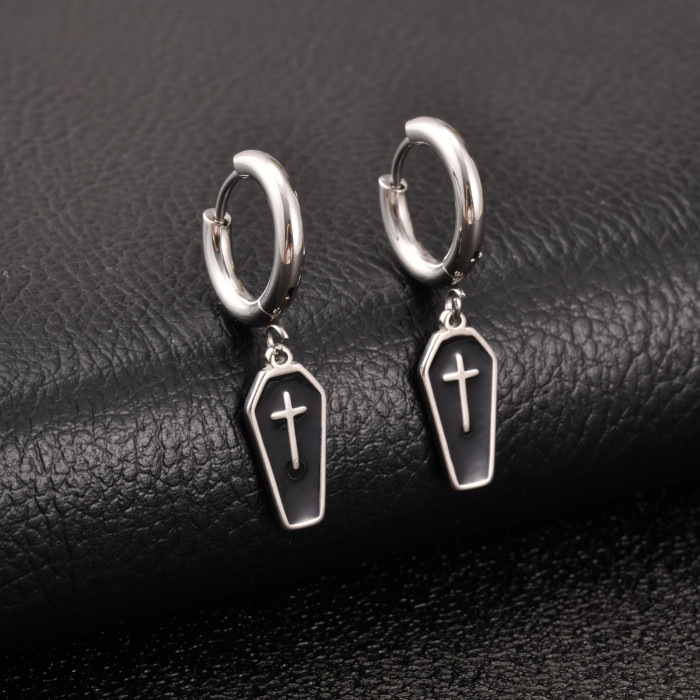 Wholesale Stainless Steel Gothic Coffin Earrings