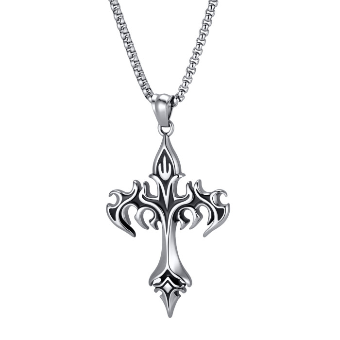 Wholesale Stainless Steel Fleur-de-Lis Cross Pendant