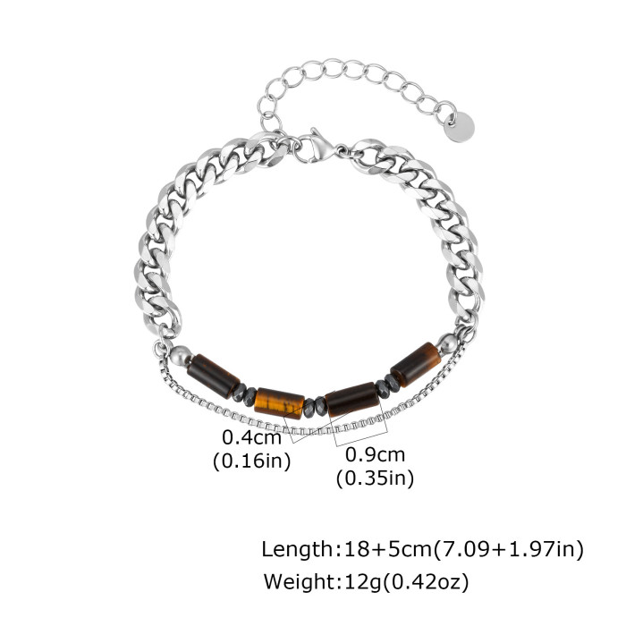 Wholesale Stainless Steel Tiger's Eye Layer Chain Bracelet